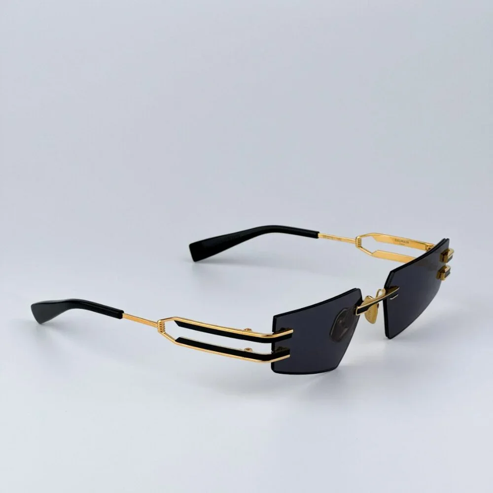 Balmain FIXE BPS-123A-54 Men BRAND NEW Sunglasses Titanium Gold Grey Geometric